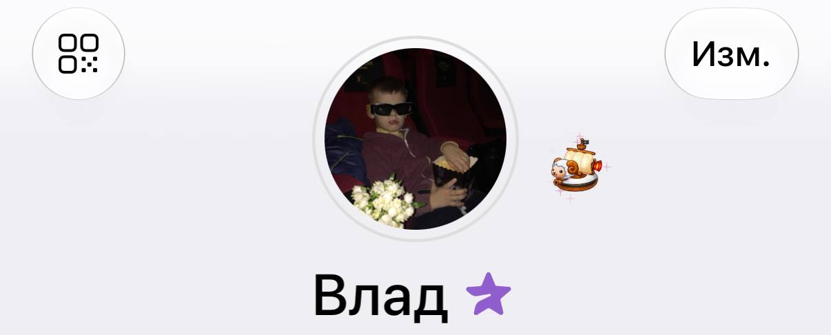 Профиль Telegram с кнопкой Изм.